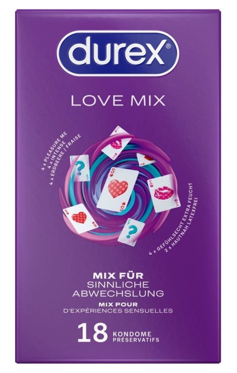 Durex Love Mix Pack 18 szt. - zestaw 5 wariantow smakowych i tekstur