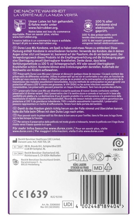 Durex Love Mix Pack 18 szt. - zestaw 5 wariantow smakowych i tekstur