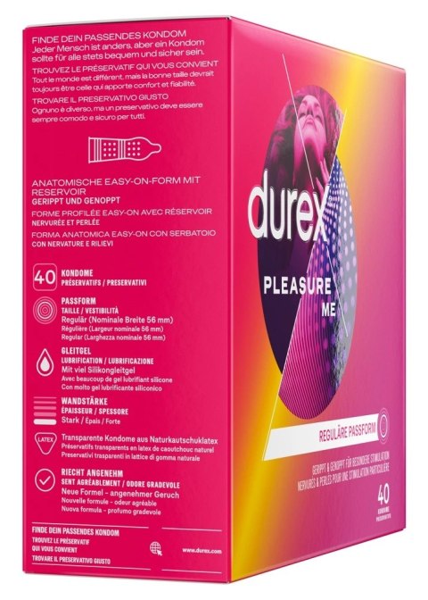 Durex Pleasure Me 40 szt. - prezerwatywy z teksturowaną powierzchnią
