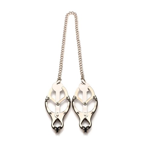 XR Brands Primal koniczynowe zaciski z kolcami, metal, łańcuszek 30 cm