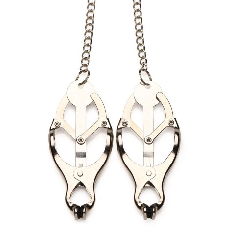 XR Brands Primal koniczynowe zaciski z kolcami, metal, łańcuszek 30 cm