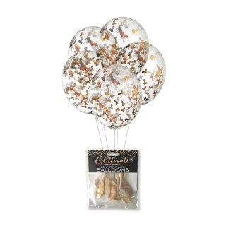 Little Genie Glitterati - Balony z konfetti metalicznym 5 szt. 11 cali