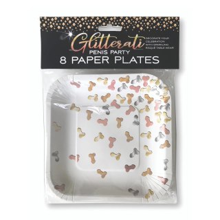 Little Genie Glitterati Talerze papierowe 7" metaliczne wzory 8 szt.