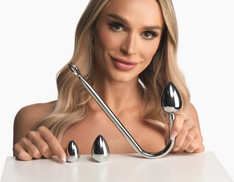 XR Brands Zestaw 3 aluminiowych zatyczek z hakiem i O-ringiem