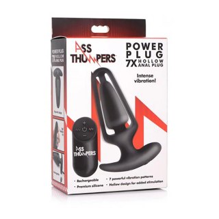 XR Brands Power Plug 7X - Wydrążona wtyczka analna z pilotem, czarna