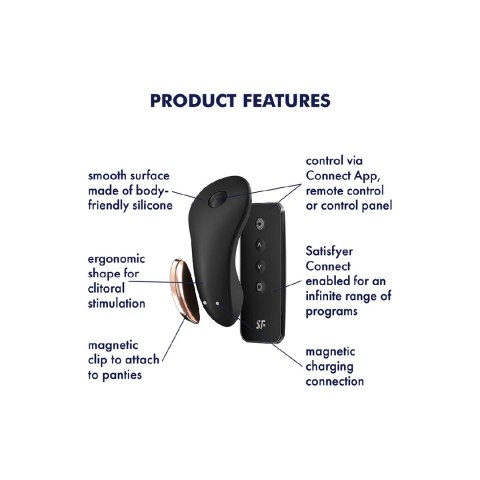 Satisfyer Little Secret - dyskretny model z pilotem i aplikacją, czarny