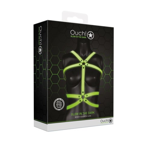 Ouch! Glow in the Dark kamizelka uprząż świecąca S/M regulowana