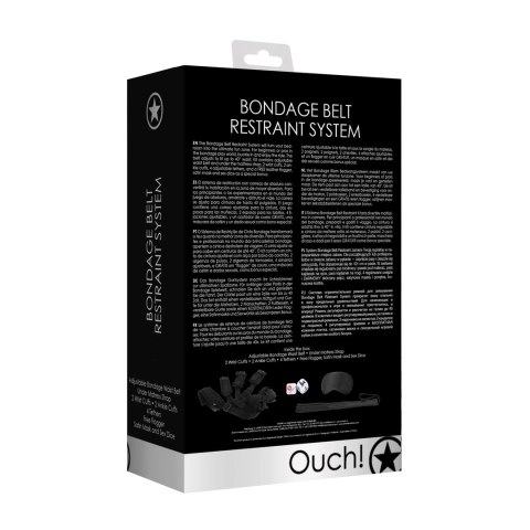Ouch! by Shots System krępowania z pasem i kajdankami, czarny