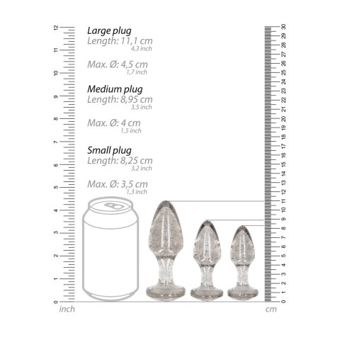 Ouch! by Shots Zestaw 3 akrylowych zatyczek analnych - rożne rozmiary