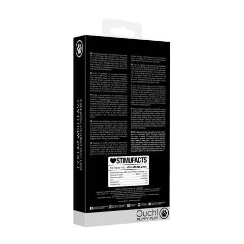 Shots Ouch! Obroża neoprenowa z przyłączaną smyczą, czarna