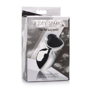 XR Brands Black Heart Plug średni - aluminiowy model z dekoracyjnym sercem