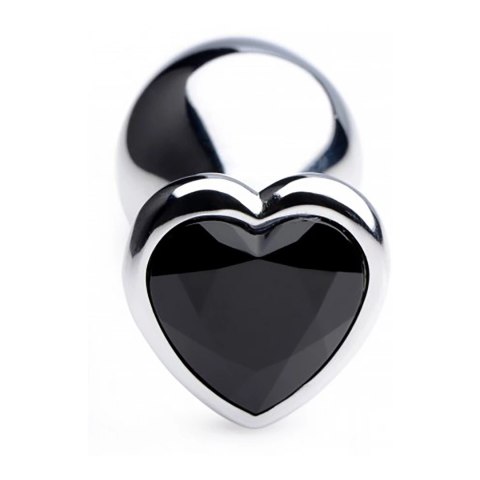 XR Brands Black Heart Plug średni - aluminiowy model z dekoracyjnym sercem