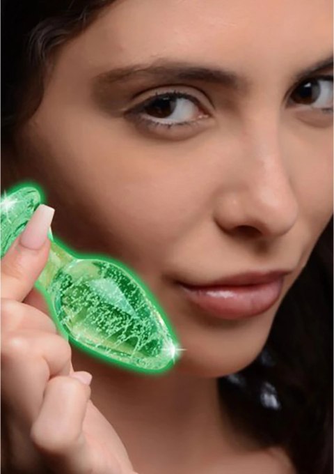 XR Brands Booty Sparks szklany korek świecący zielony S