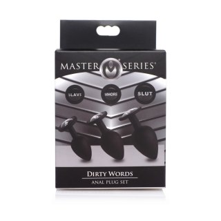 XR Brands Dirty Words zestaw silikonowych zatyczek 3 rozmiary