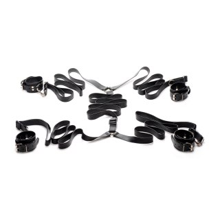 XR Brands Luksusowy Zestaw Skorzany do Przytrzymywania Łożka Czarny