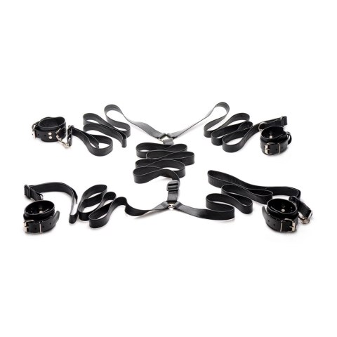 XR Brands Luksusowy Zestaw Skorzany do Przytrzymywania Łożka Czarny