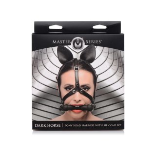 XR Brands Pony Play uprząż głowy z silikonowym gryzakiem, regulowana