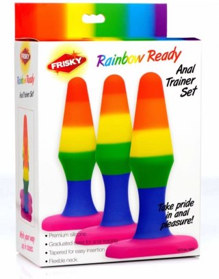 XR Brands Rainbow silikonowy zestaw trzech korkow do treningu, kolorowy