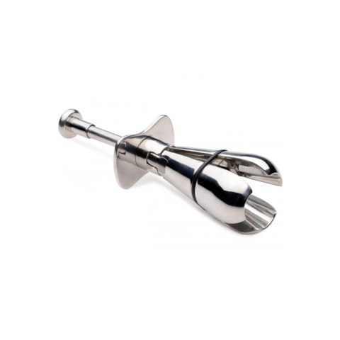 XR Brands stalowa blokada intymna z mechanizmem rozporowym mini