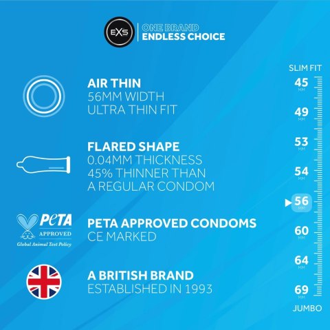 EXS Air Thin 48 szt. ultracienkie prezerwatywy lateksowe anatomiczne