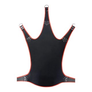 Mr. Sling Pas skorzany z czerwoną lamowką, 5-punktowy, 113x122 cm