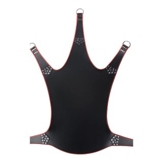 Mr. Sling Pas skorzany z czerwoną lamowką, 5-punktowy, 113x122 cm