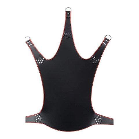 Mr. Sling Pas skorzany z czerwoną lamowką, 5-punktowy, 113x122 cm