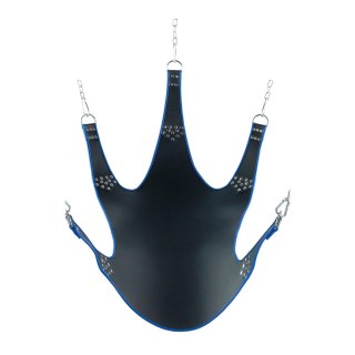 Mr. Sling Pasek Skorzany Premium z Niebieską Lamowką 113x122cm