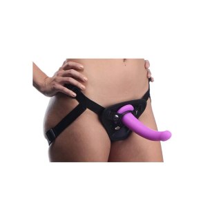 XR Brands G-Spot Purple - Zestaw silikonowy z uprzężą, 18 cm