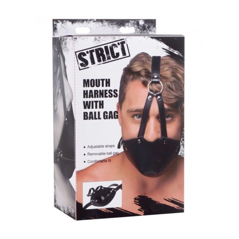 XR Brands uprząż na głowę z regulowanym kneblem kulkowym czarna