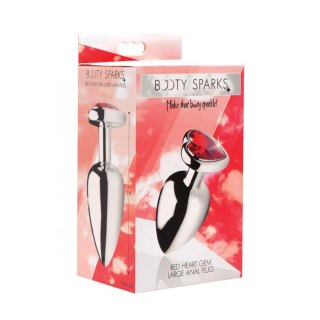 XR Brands Booty Sparks korek anatomiczny aluminium serce duży czerwony