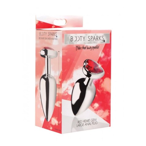 XR Brands Booty Sparks korek anatomiczny aluminium serce duży czerwony
