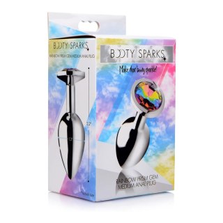 XR Brands Korek analny Rainbow Prism Gem średni aluminiowy z kryształem