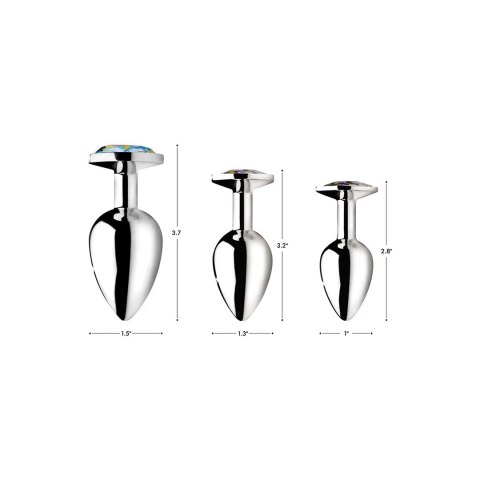 XR Brands Korek analny Rainbow Prism Gem średni aluminiowy z kryształem