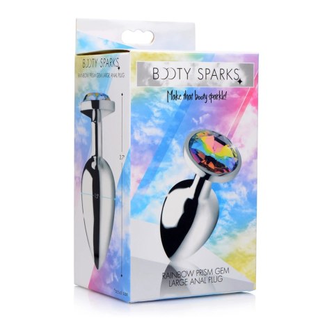 XR Brands Rainbow Prism Gem korek aluminiowy z tęczowym kryształem L