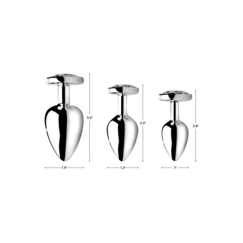 XR Brands Rainbow Prism Gem korek z sercem, aluminium, mały, tęczowy