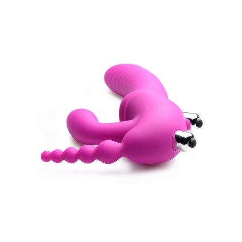 XR Brands Regal silikonowy system trojfunkcyjny z wibracją, bez paska