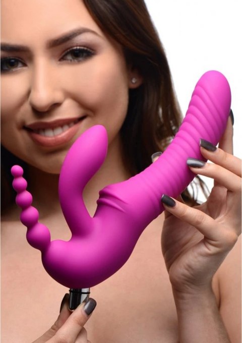 XR Brands Regal silikonowy system trojfunkcyjny z wibracją, bez paska