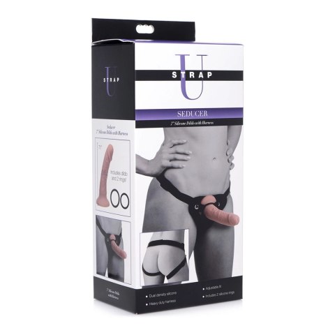 XR Brands Strap-On silikonowy zestaw z uprzężą 18 cm, podwojna gęstość