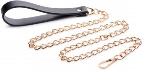 XR Brands łańcuch smycz czarno-złota z pętlą PU, długość 100 cm