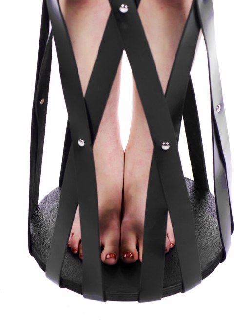 XR Brands Hanging Cage system z paskami skorzanymi i platformą