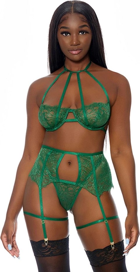 Body Full Bloom M Forplay koronkowy komplet bielizny 3-częściowy czarny