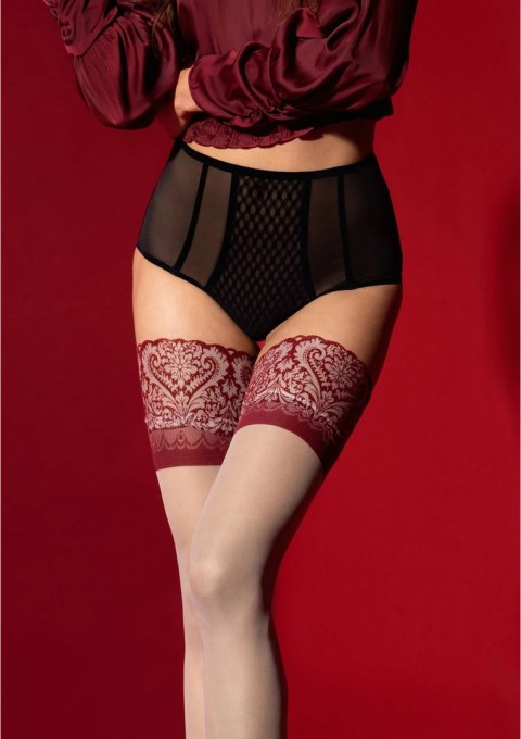 Fiore Hosiery Pończochy Arabesque 20 den czerwone koronka 2/S