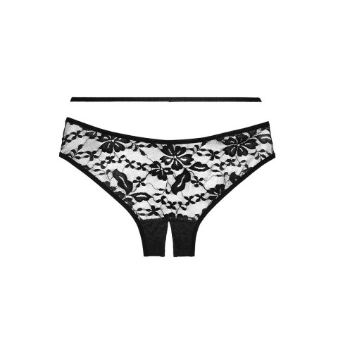 Obsessive Strappy Euphoric koronkowe majtki z otwartym krojem czarne