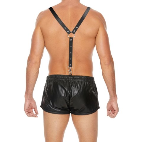 Ouch! Harness skorzany męski regulowany czarny 91-112 cm