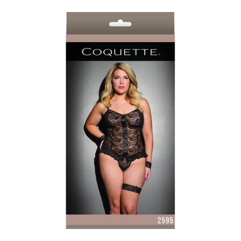 Coquette Plus Size komplet: top na ramiączkach i stringi czarne