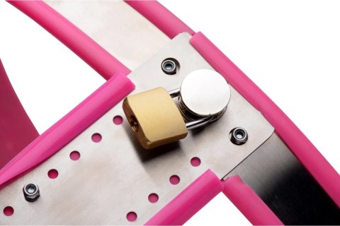 XR Brands Female Chastity Belt stal nierdzewna regulowany rożowy