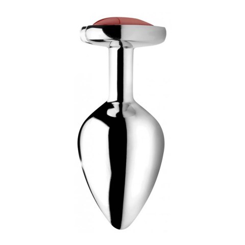XR Brands Red Heart Plug średni - aluminiowy, z kryształem jaspisu