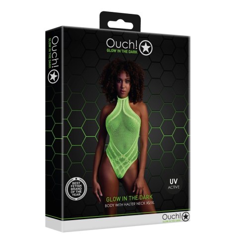 Ouch! Body Neon Halterneck XS/L - Elastyczne, UV Aktywne, Neonowy Roż