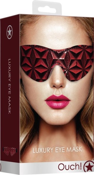 Ouch! Maska na oczy imitacja skory romby, regulowana opaska 19,5 cm